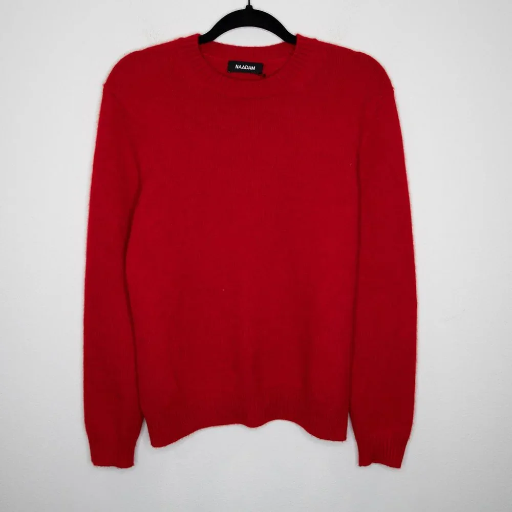 Naadam Luxe Chunky Unisex Cashmere Crewneck Sweater Red Apple 100% Cashmere C28 - Picture 1 of 5